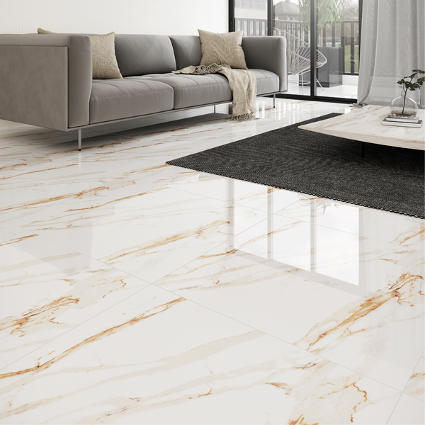 Porcelanato Marmorizado Polido Borda Reta Interno 71x71cm Max Calacata Oro Lux P71252 Artens - Image 3