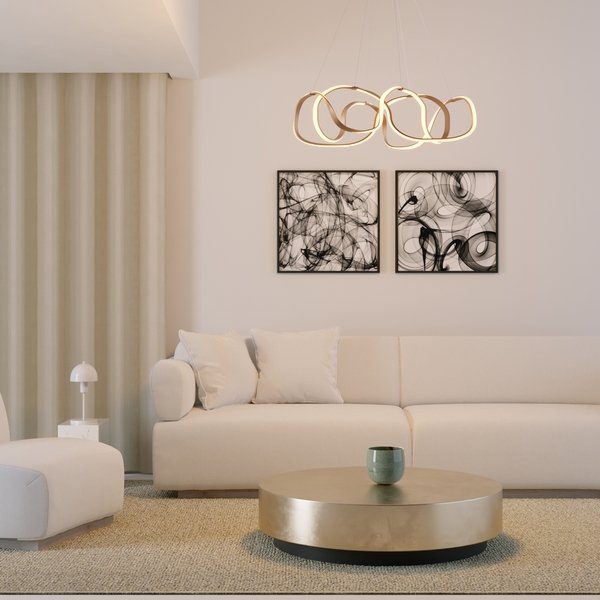 Pendente LED Space Countour Plus Dourado 50W Luz Amarela 60x100cm LLUM Bronzearte - Image 7