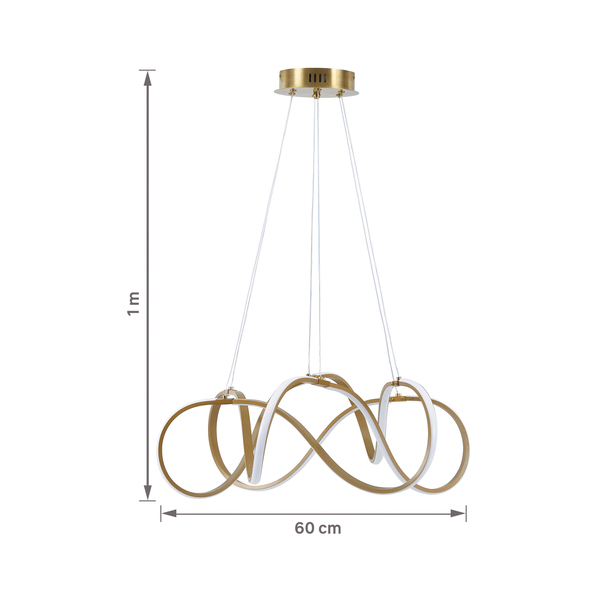 Pendente LED Space Countour Plus Dourado 50W Luz Amarela 60x100cm LLUM Bronzearte - Image 2